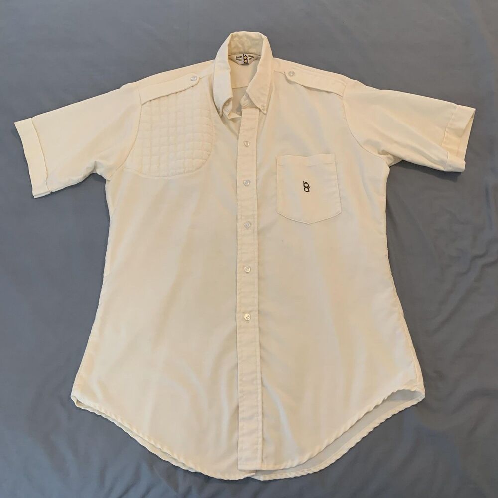 Vintage Bob Allen Shirt Mens Large Tan Shooting Quilted Shoulder Made USA 80s‎